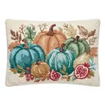 Peking Handicraft Teal Harvest wi Fruits Hook Pillow