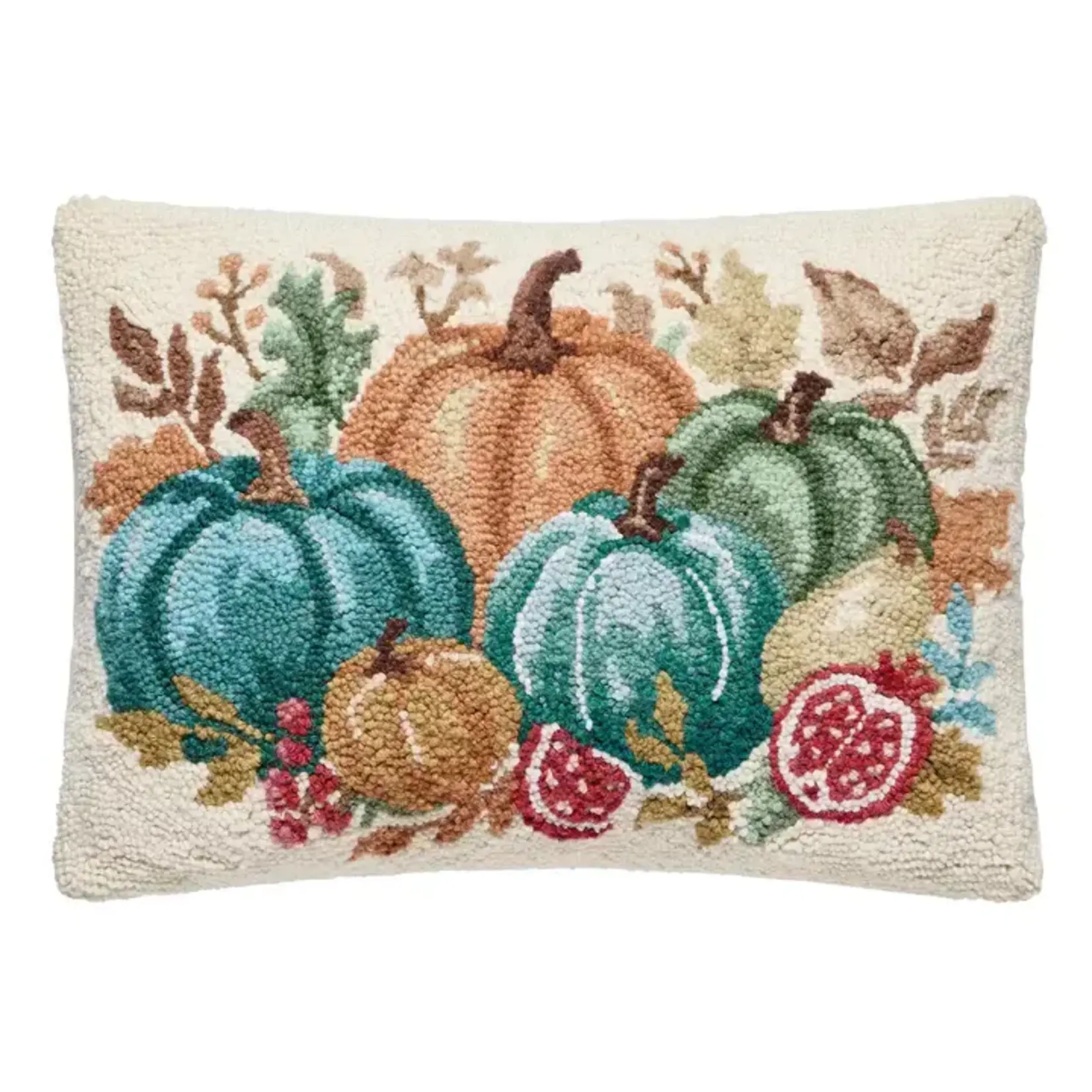 Peking Handicraft Teal Harvest wi Fruits Hook Pillow