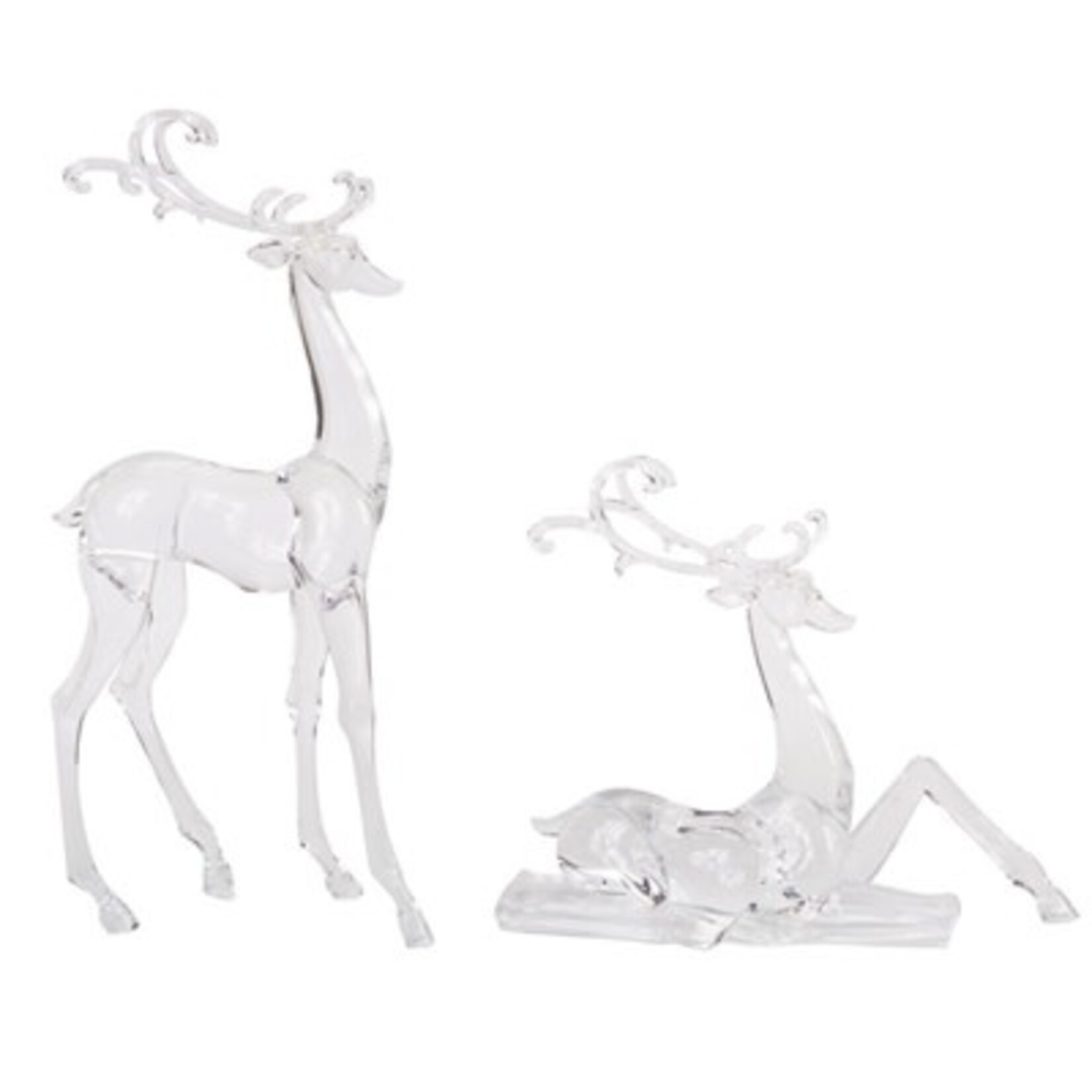 Melrose Deer Figurine Acrylic 17.75" H, 10.75"H Set