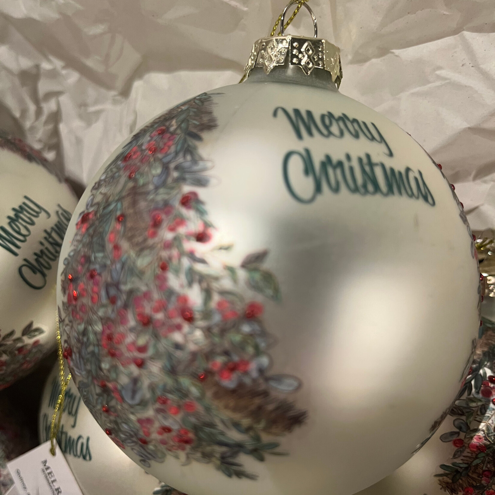 Melrose 4" Merry Christmas Ball , with Tree Ornament