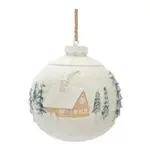 Melrose 4" Embossed Trees Resin Ball Ornament (lightly glittered)
