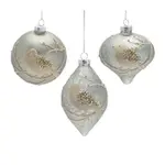 Melrose Glittered Bird Glass Ornament (choose shape)