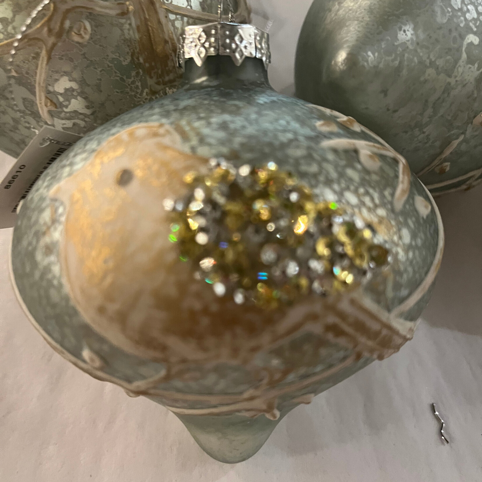 Melrose Glittered Bird Glass Ornament (choose shape)