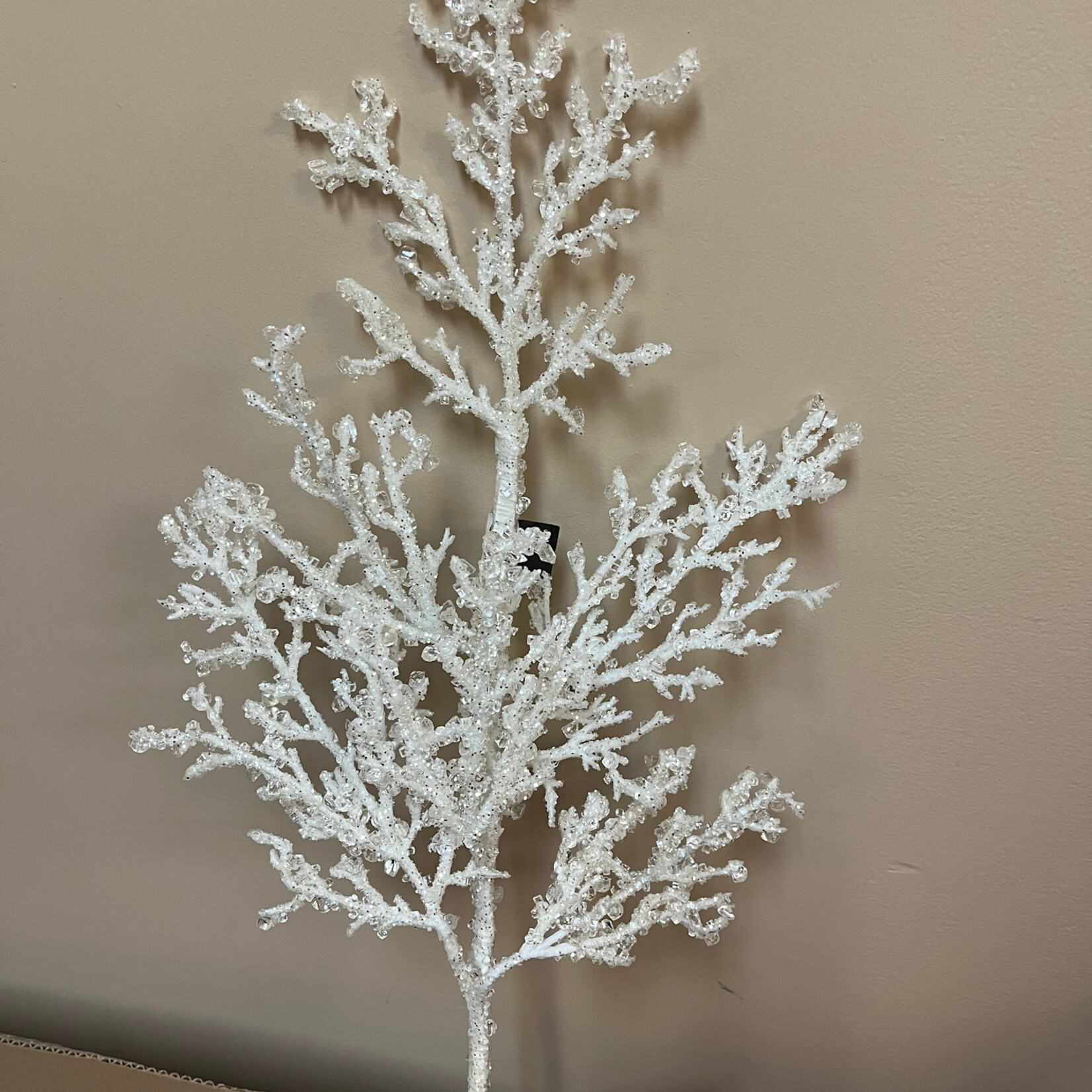 33" Silver Glittered White ice Stem