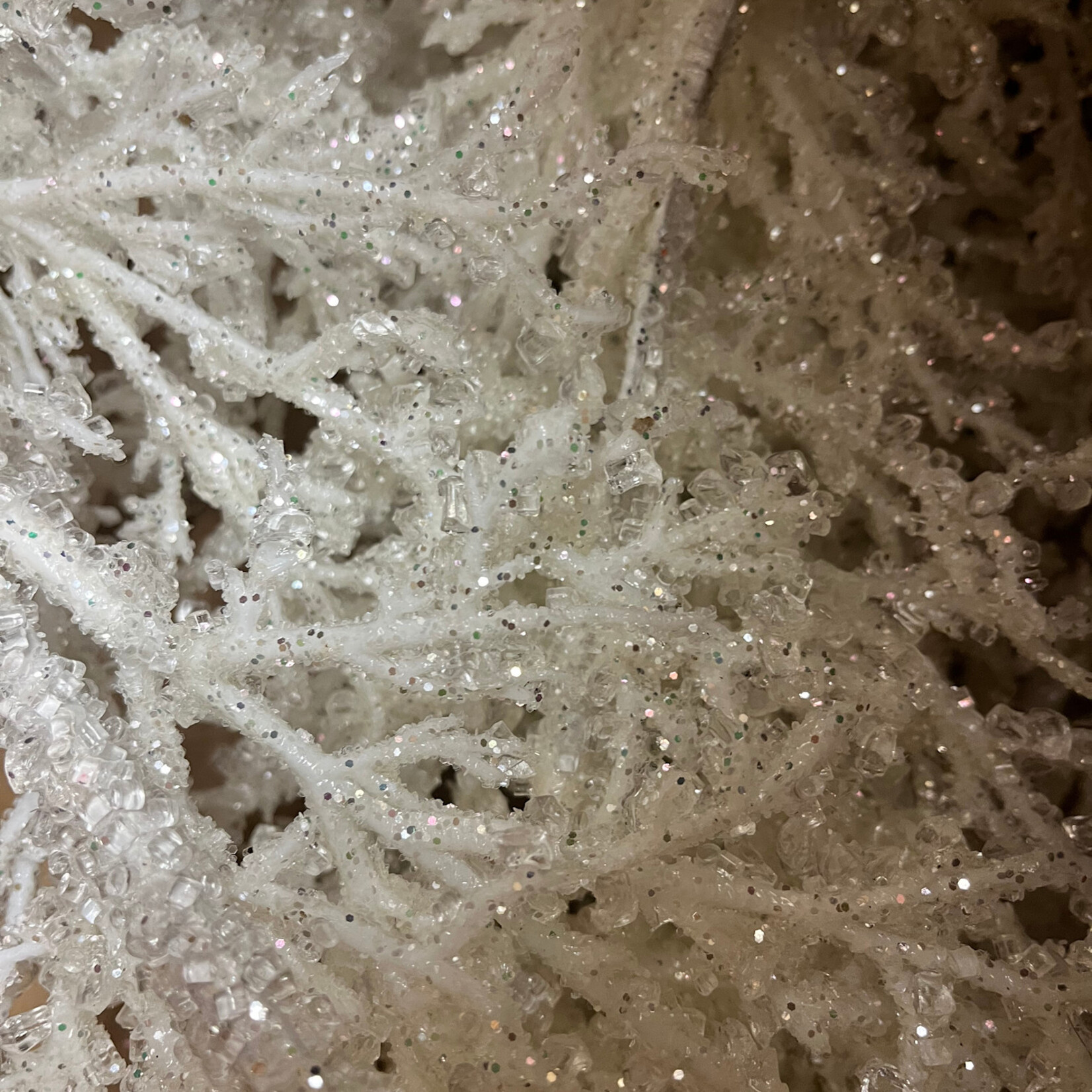 33" Silver Glittered White ice Stem