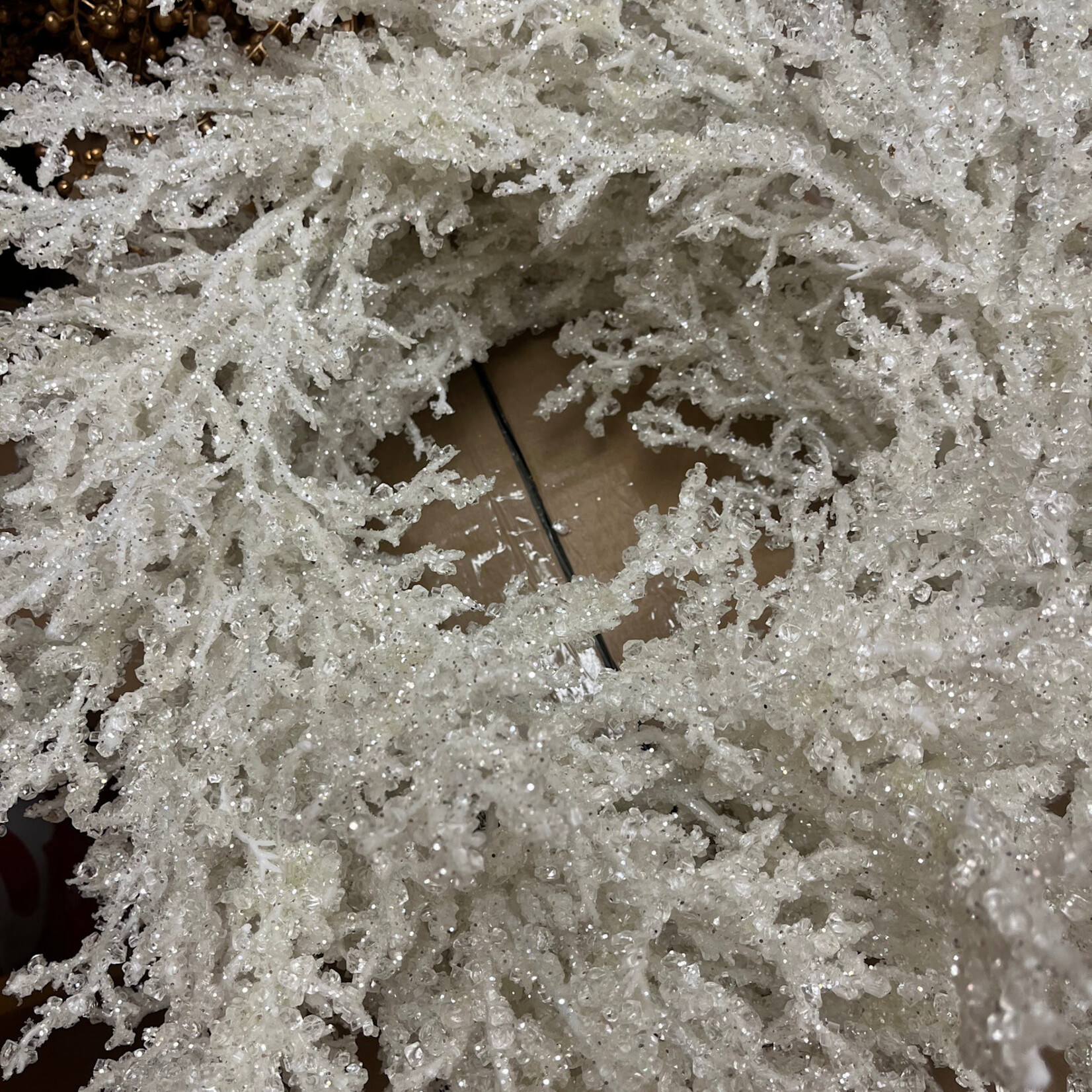 K&K Interiors 25 Inch Silver Glittered White Ice Wreath
