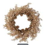 K&K Interiors 30 Inch Gold Berry  Bell & Pinecone Wreath(additional ship cost if ordering online)