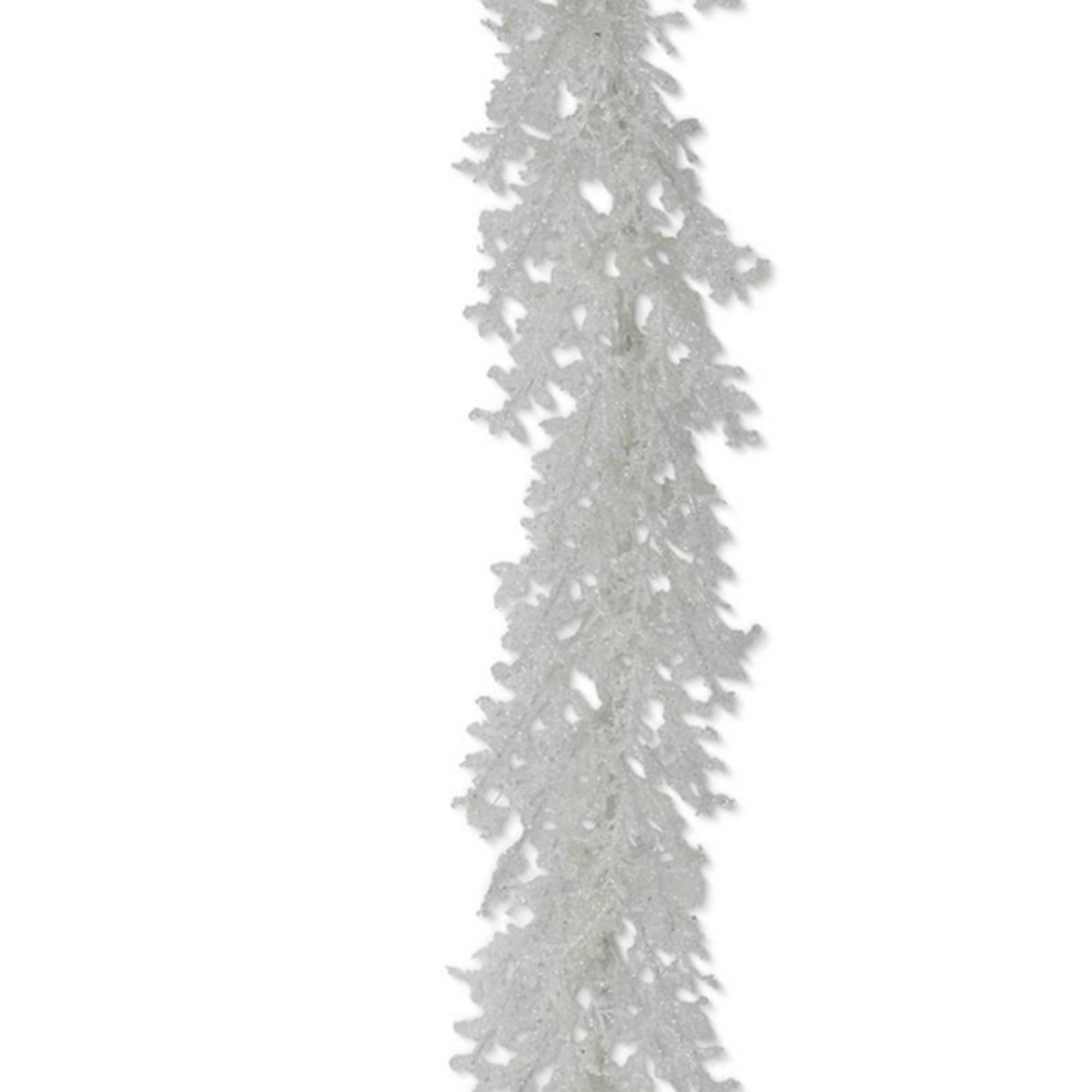 K&K Interiors 60 Inch Silver Glittered White Ice Garland