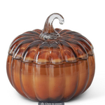 K&K Interiors 4.75" Brown Glass Pumpkin Candle