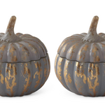 K&K Interiors Matt Blue/Gold Gilded Pumpkin Poured Candle