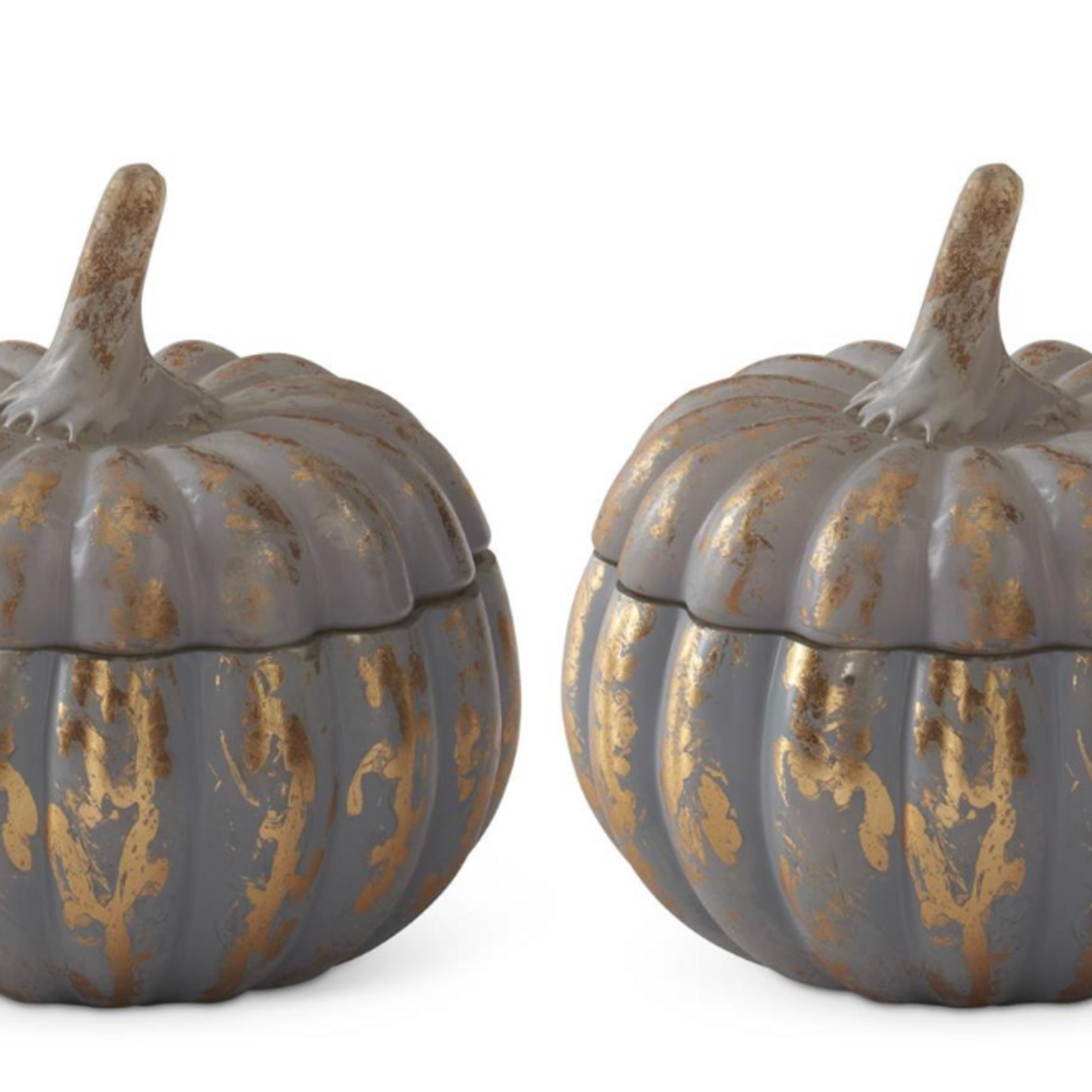 K&K Interiors Matt Blue/Gold Gilded Pumpkin Poured Candle