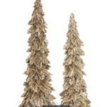 K&K Interiors Set of 2 Glittered Gold Resin Holly Leaf Christmas Trees