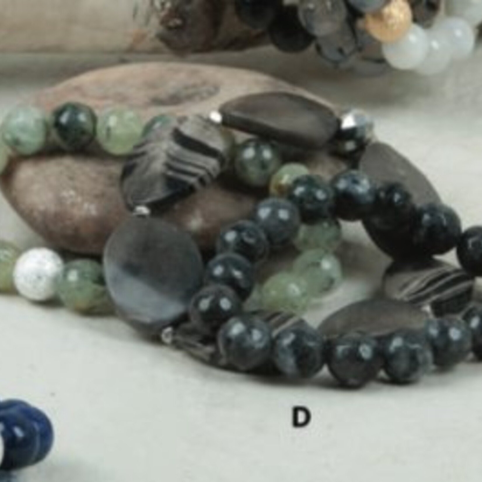 Ali & Bird Black Silk Jasper, Labradorite, Tourmaline Bracelet Set/3