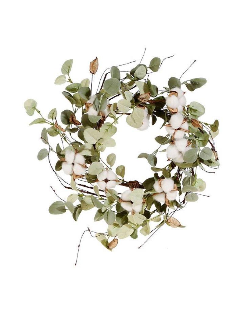 15" Cotton & Eucalyptus Candle Ring Oak & Willow