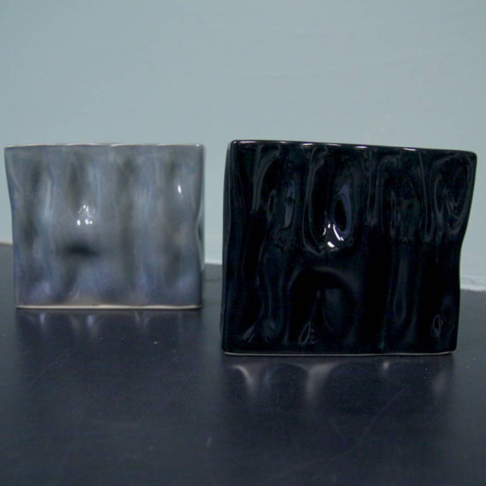 Alex Marshall Pottery Mini Rectangle Ripple Vase Gloss Black