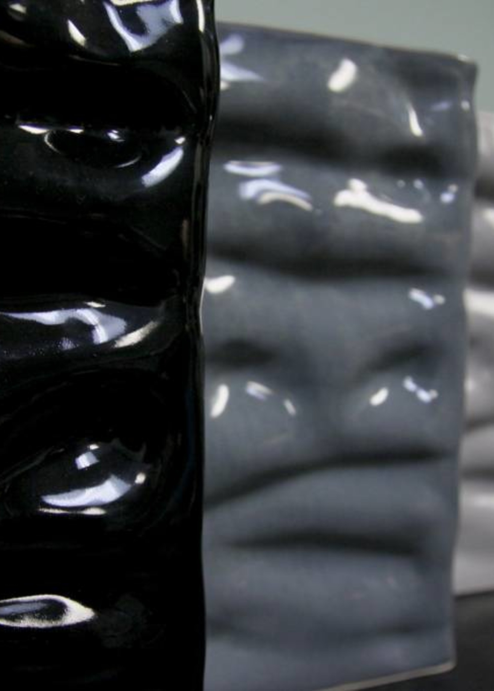 Alex Marshall Pottery Tall Rectangle Ripple Vase Gloss Black