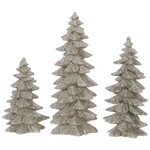 9.5" Glittered Tree Set/3 Silver