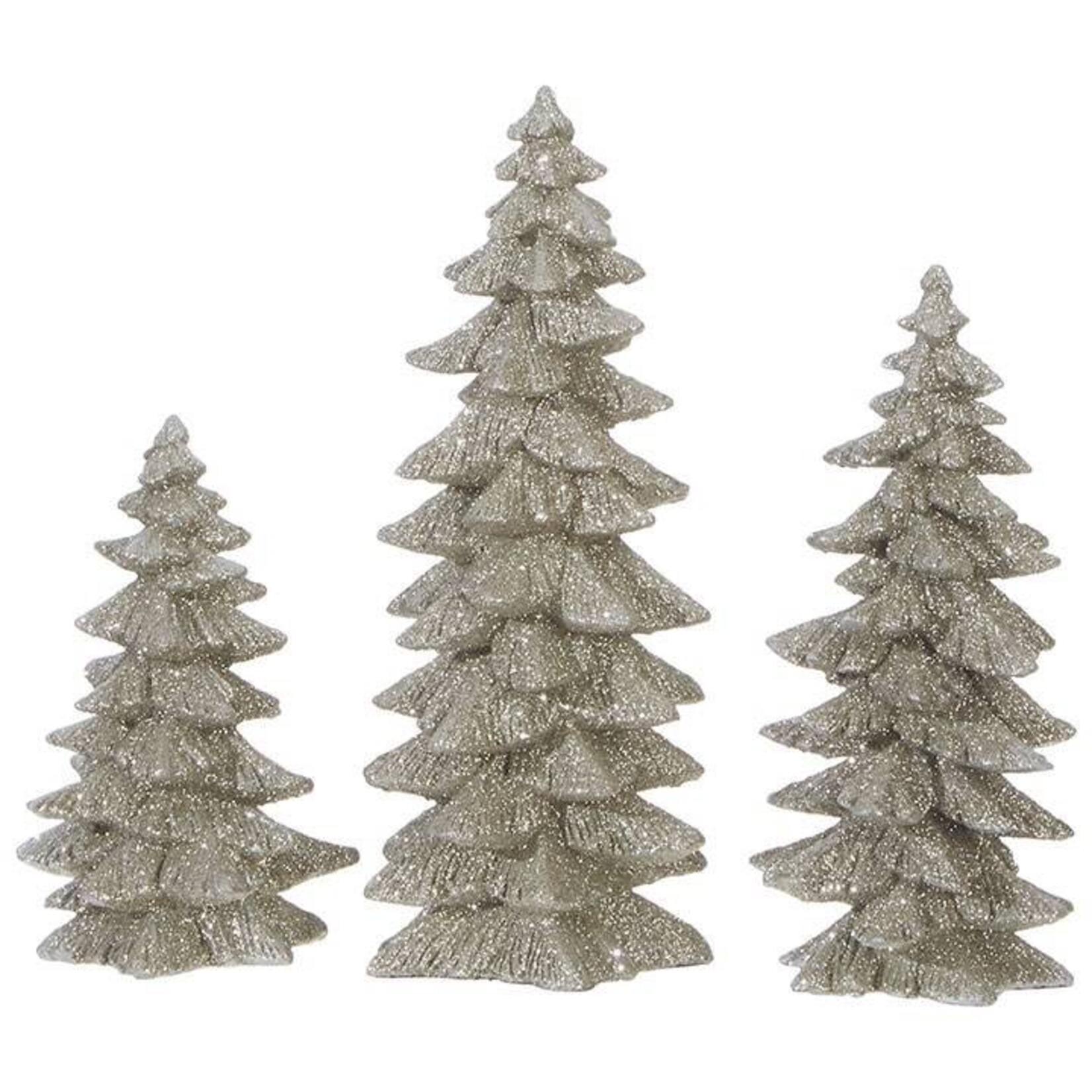 9.5" Glittered Tree Set/3 Silver