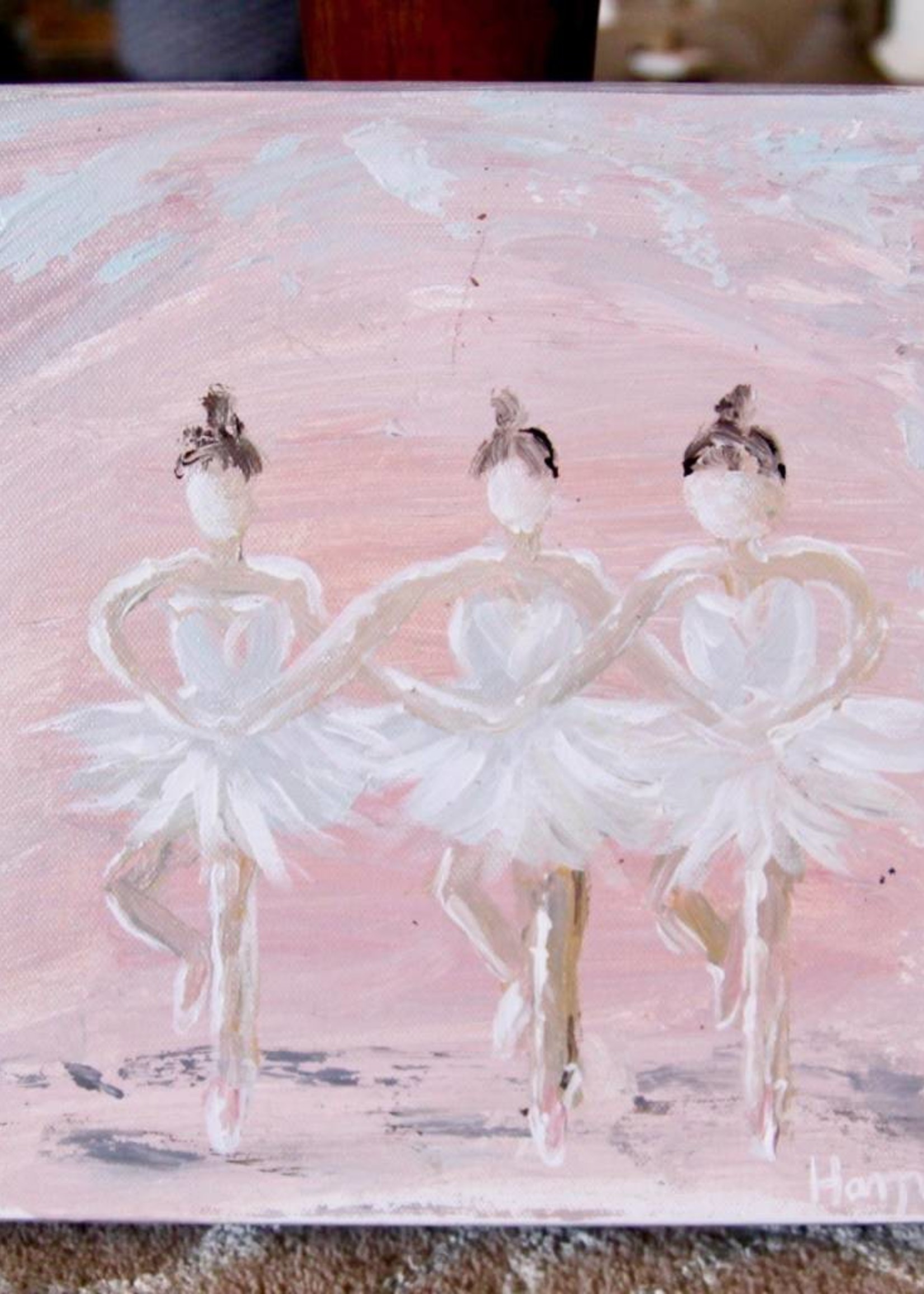 Pamela Harpour Pink Ballerinas Original Art 10 x 10