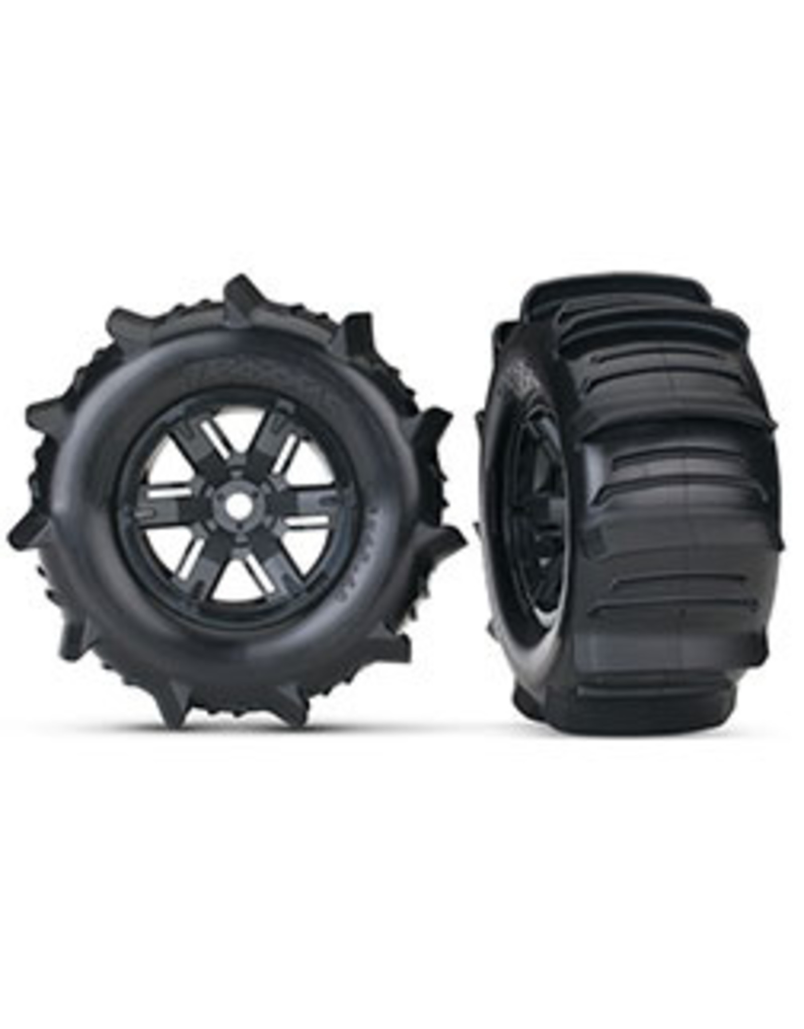 Traxxas Traxxas X-Maxx Pre-Mounted Paddle Tires & Wheels (2) (Black) (7773) - Tracks Hobbies and