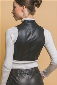 liliana LEATHER CROPPED ZIP UP VEST