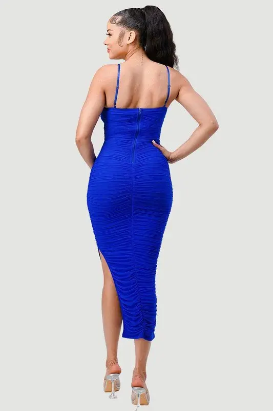 SOFIA Ruched Midi Dress