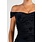 OOff Shoulder Back Open Ruching Mermaid Midi Dress