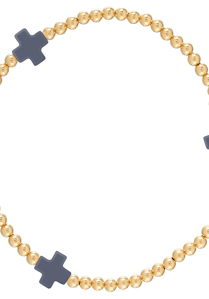 Signature Cross Pattern 3mm Bead Bracelet 14K Gold