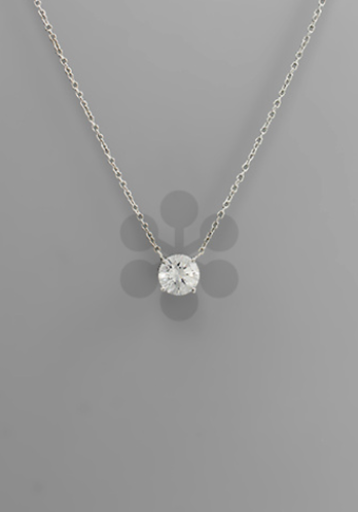 Silver Round Cz Pendant Necklace The Trendy Trunk Silver Round Cz Pendant Necklace The, Round Crystal Pendant
