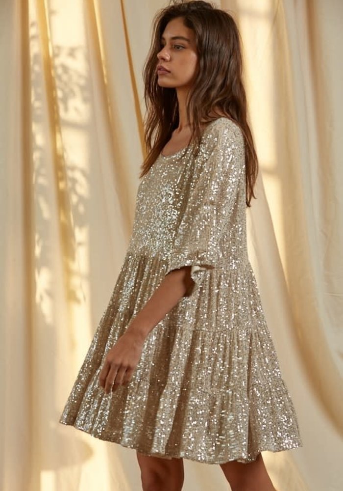 sequin babydoll dress