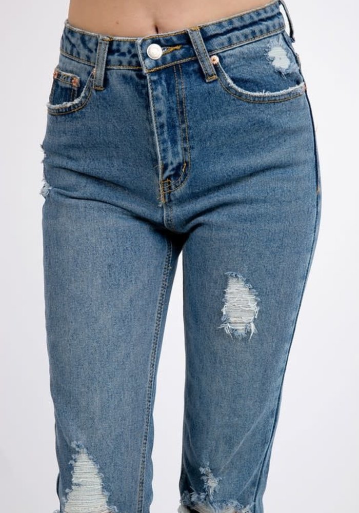 Destroyed High Rise Jeans