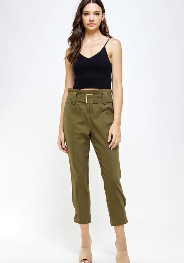 Olive Corded Paper Bag Pants - The 
