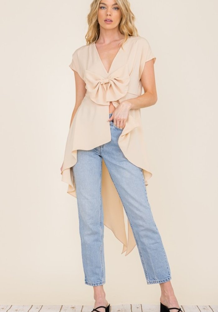 High-Low Bow Blouse