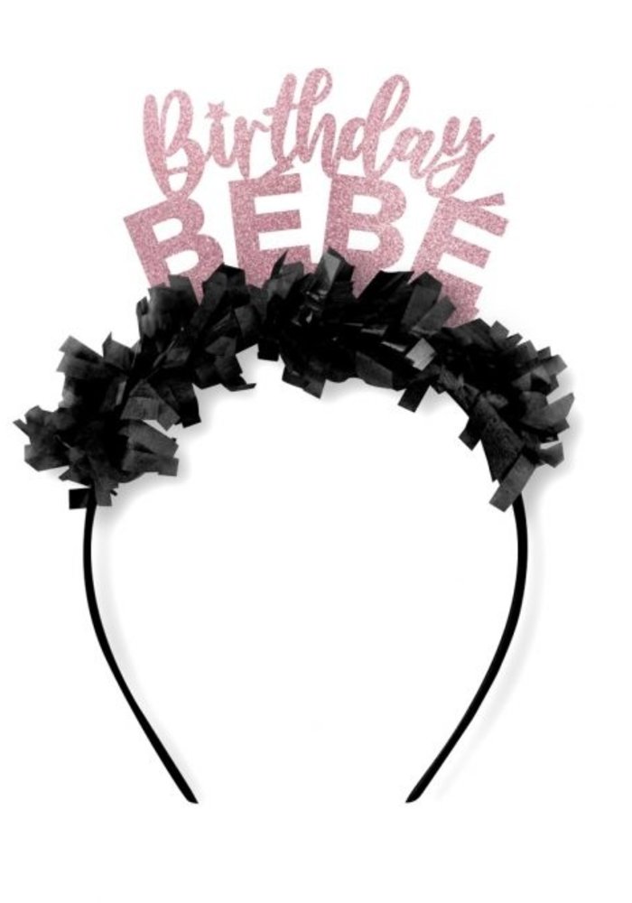 "Birthday BEBE" Headband Rose Gold/Black