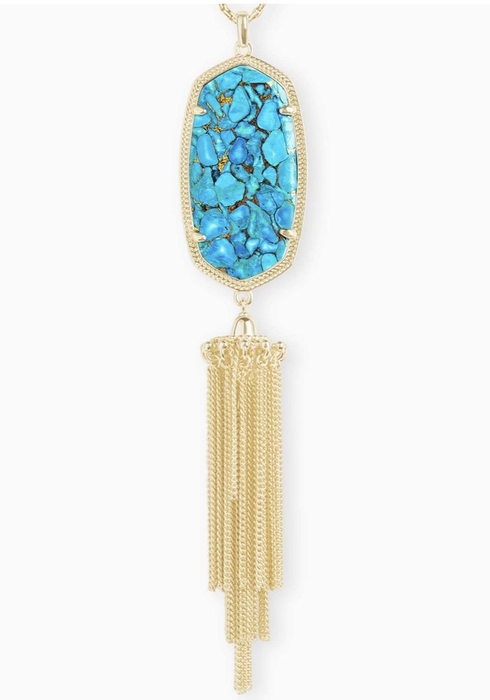 Rayne Gold Pendant Necklace In Bronze Veined Turquoise Magnesite