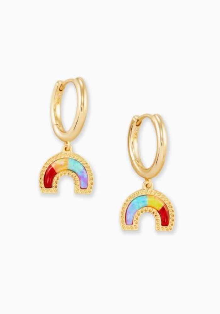 Rainbow Gold Huggie Earrings In Primary Mix