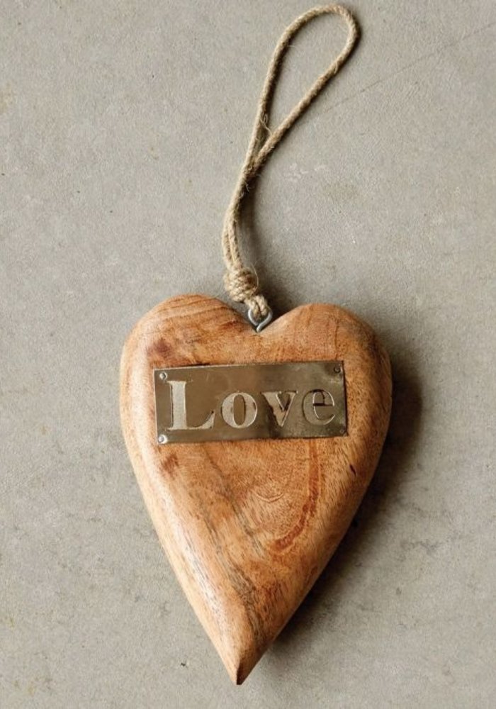 Mango Wood Hanging Heart