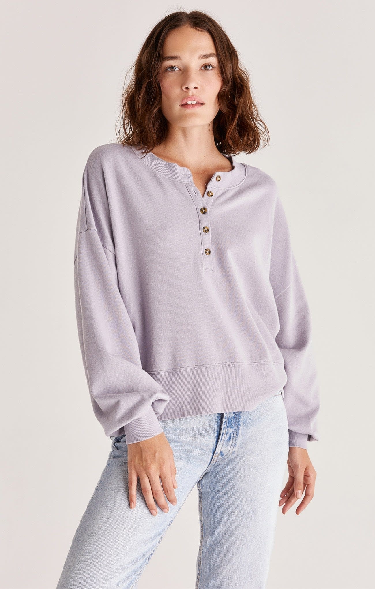 The Lavender Ash Hana Henley Sweatshirt 