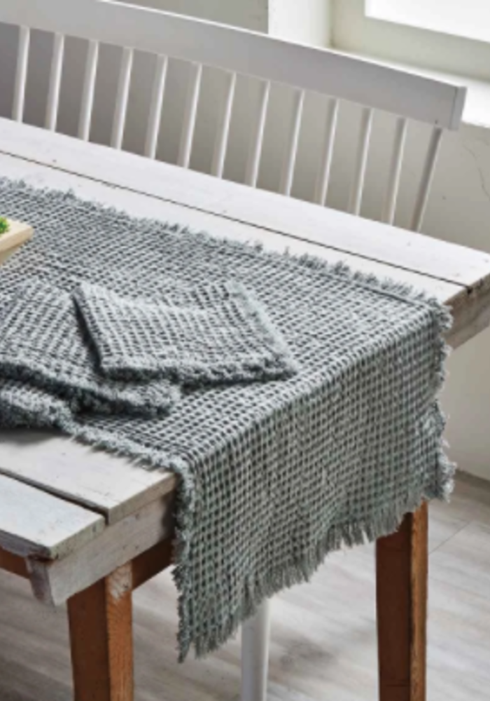 Gray Waffle Weave Table Runner
