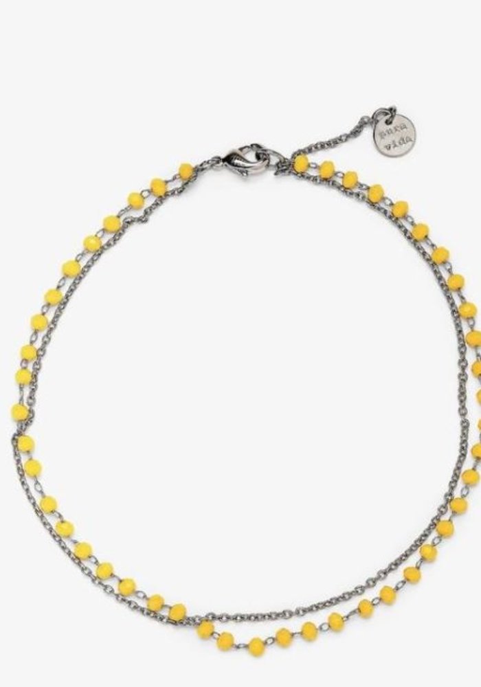 Neon Yellow Silver Chain Anklet