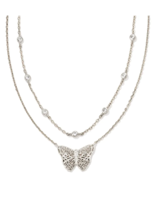 Kendra Scott Hadley Butterfly Multi Strand Silver Necklace