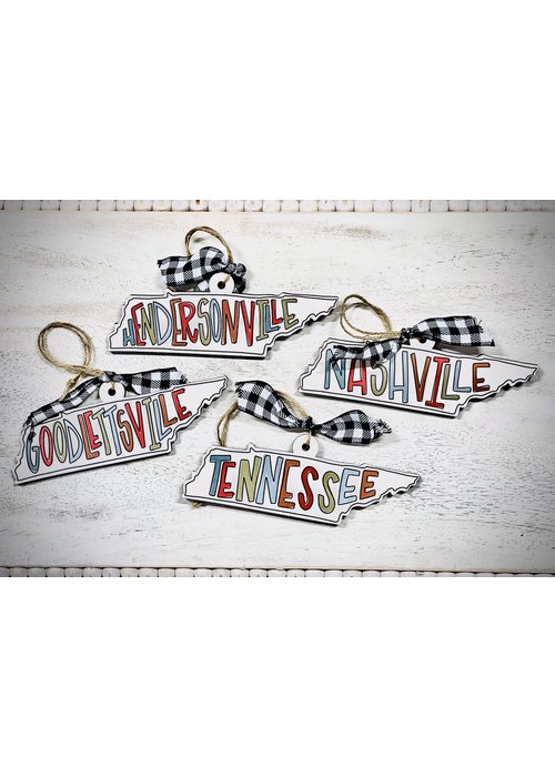 Multi Colored Wooden Slate Tennessee Tags
