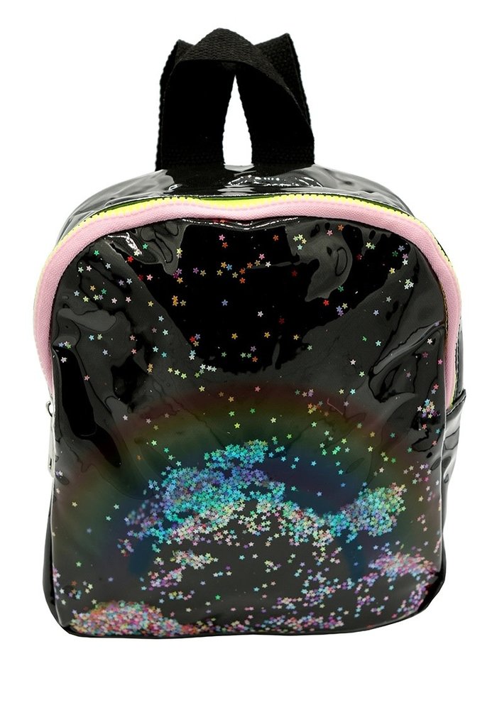 Black Rainbow Backpack With Star Confetti