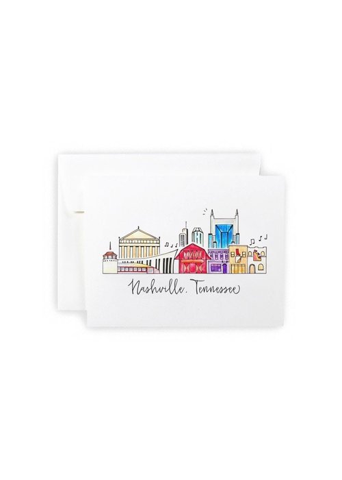 Nashville Watercolor Skyline Greeting Card