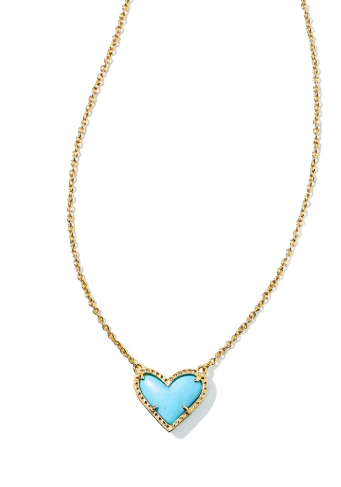 Ari Heart Gold Pendant Necklace in Light Blue Magnesite