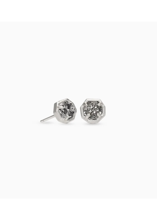 Kendra Scott Nola Silver Stud Earrings in Platinum Drusy