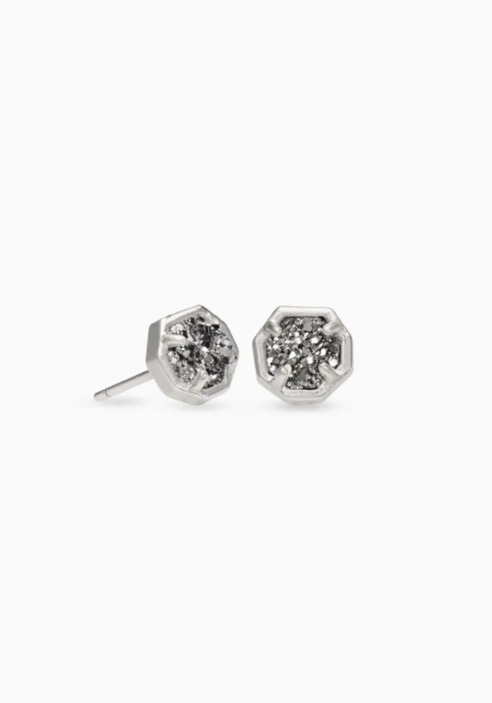 The Nola Silver Stud Earrings in Platinum Drusy