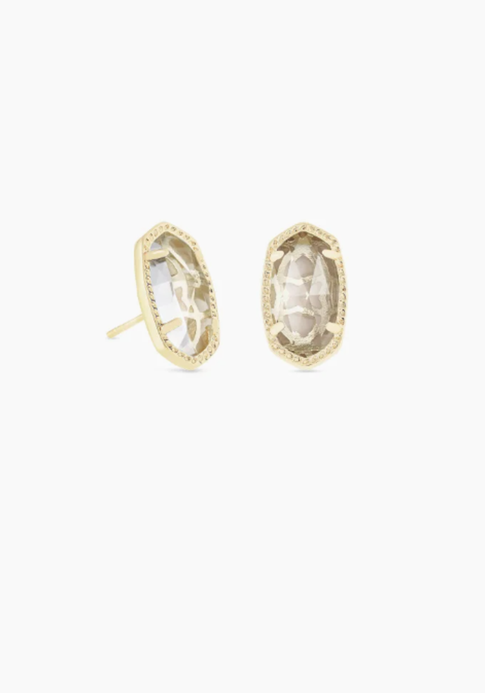 The Ellie Gold Stud Earrings in Clear Crystal