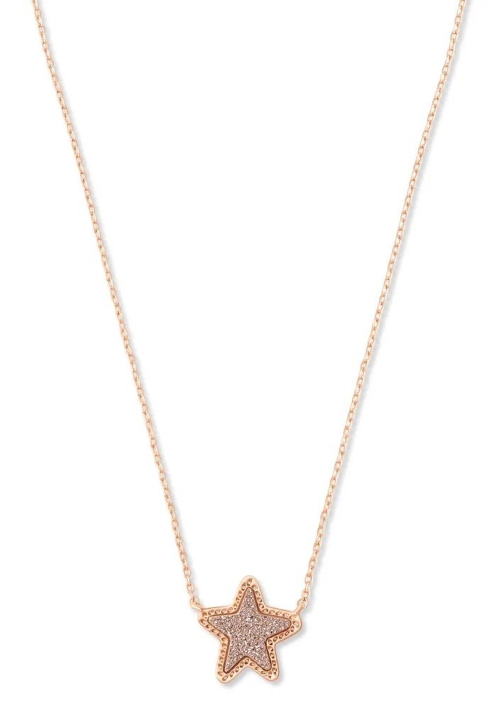 The Jae Star Rose Gold Pendant Necklace in Rose Gold Drusy