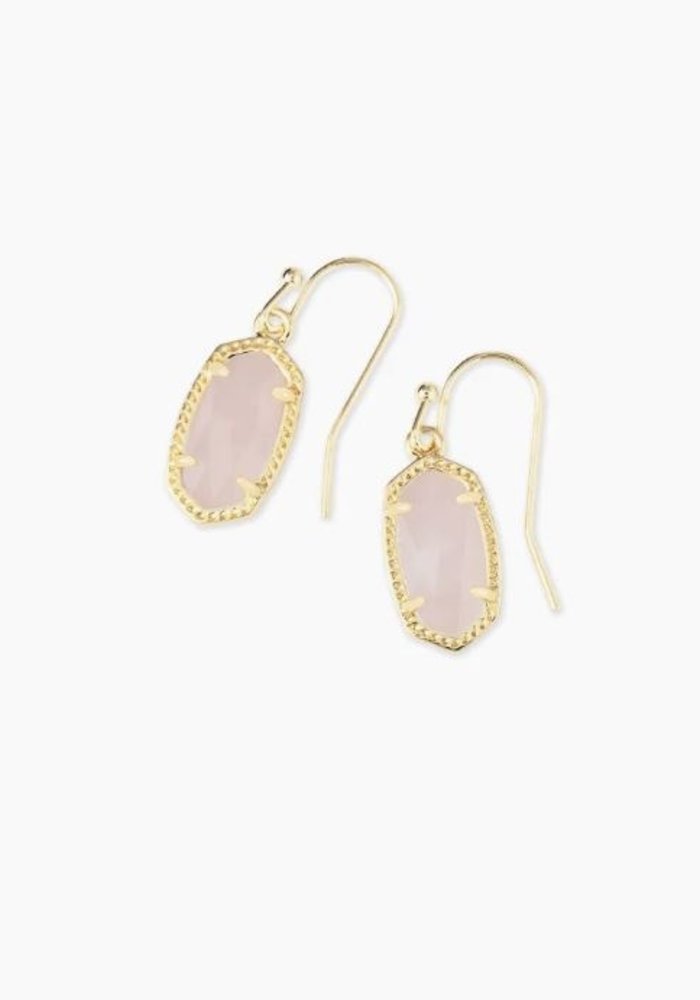 Lee Gold Drop Earrings in Rose Quartz 